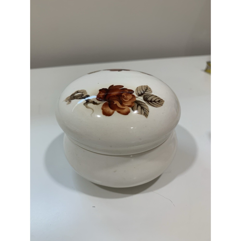 Vintage 1981 Liisa Trinket Box Hand painted Rose Ceramic
